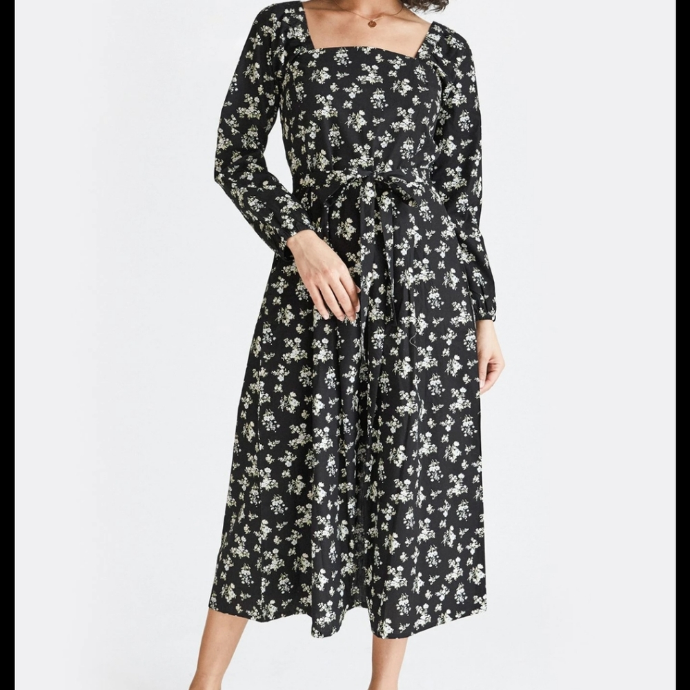 Vetta Square Neck Midi Reversible Floral Dress
